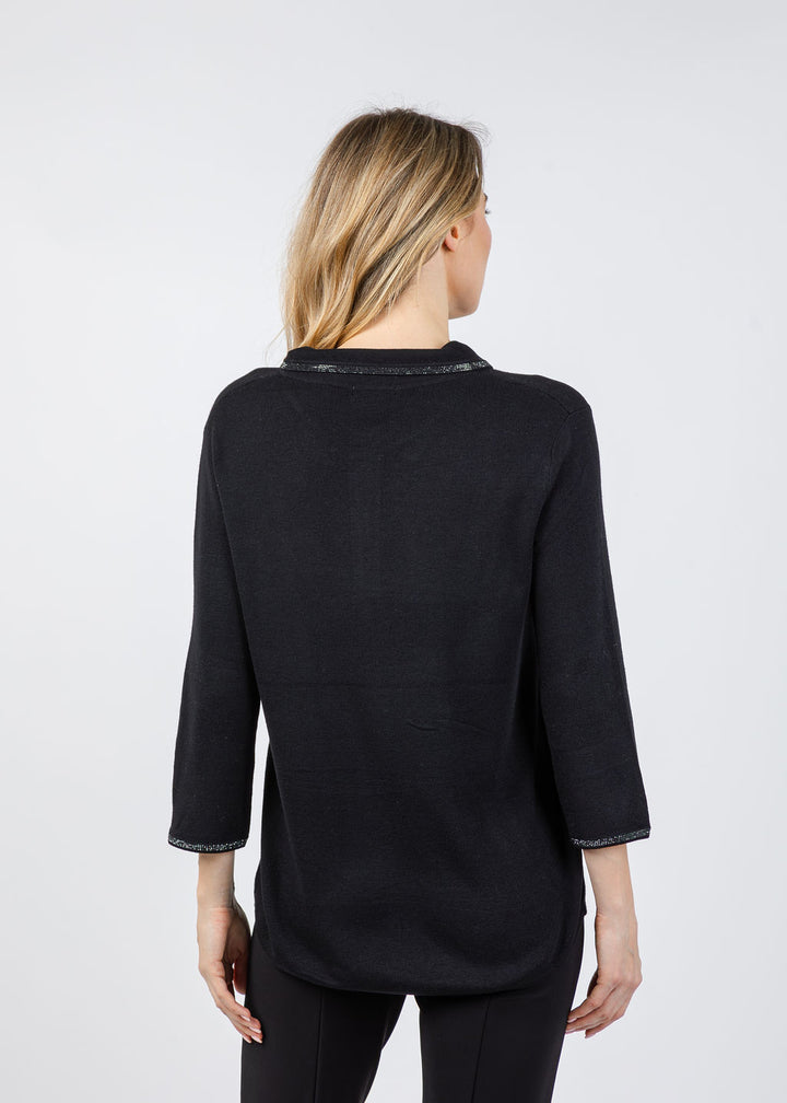 Spanner/Gaby Ava Sparkle Polo Neck Sweater in Black available at Barbara Katz
