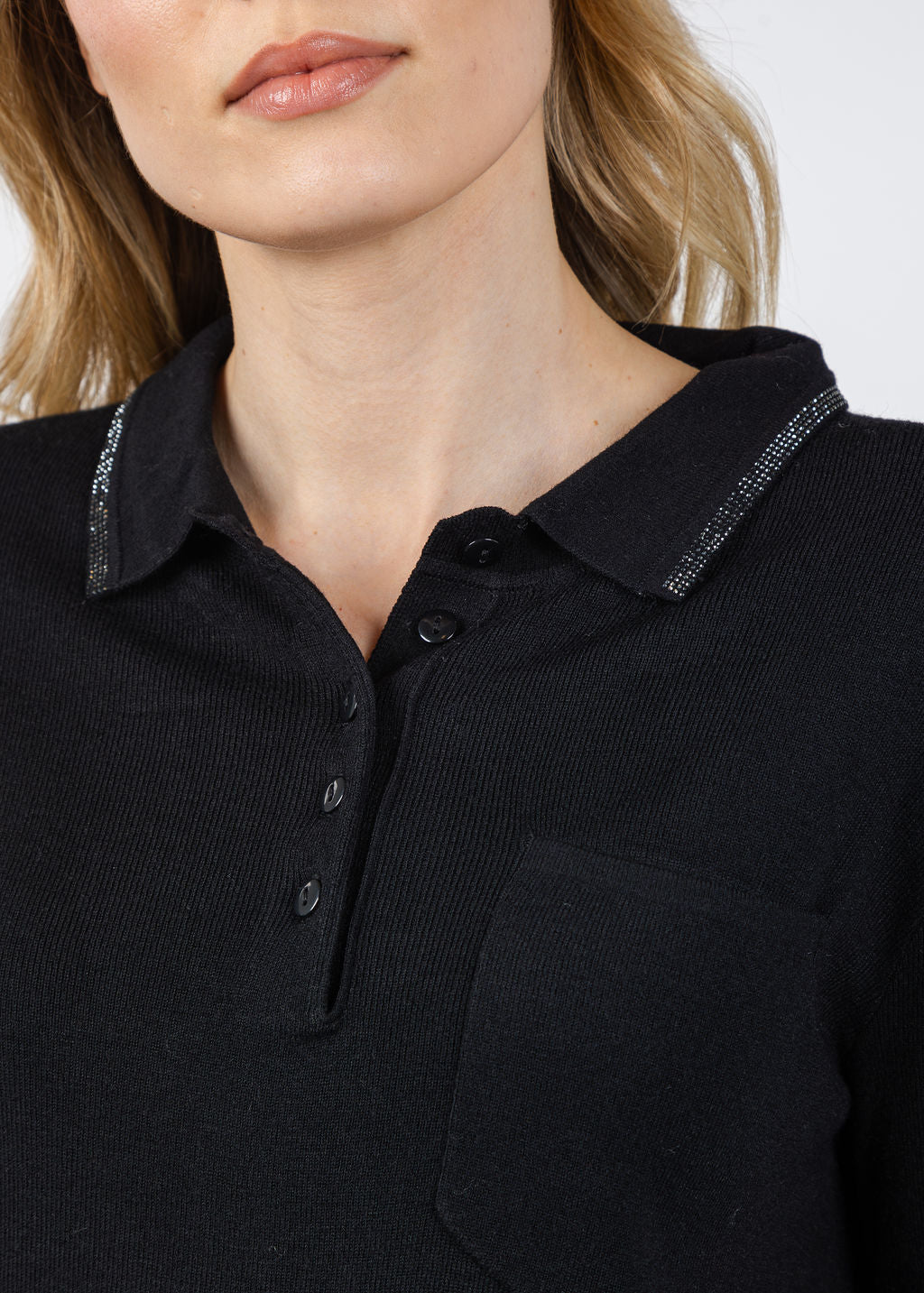 Spanner/Gaby Ava Sparkle Polo Neck Sweater in Black available at Barbara Katz