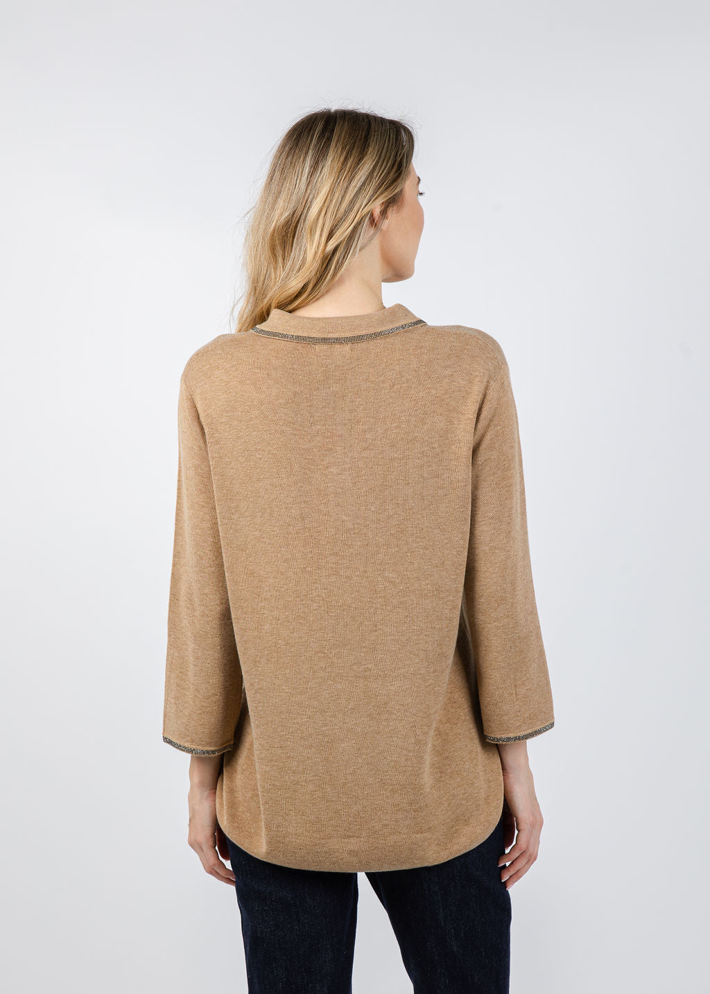 Spanner/Gaby Ava Sparkle Polo Neck Sweater in Caramel available at Barbara Katz