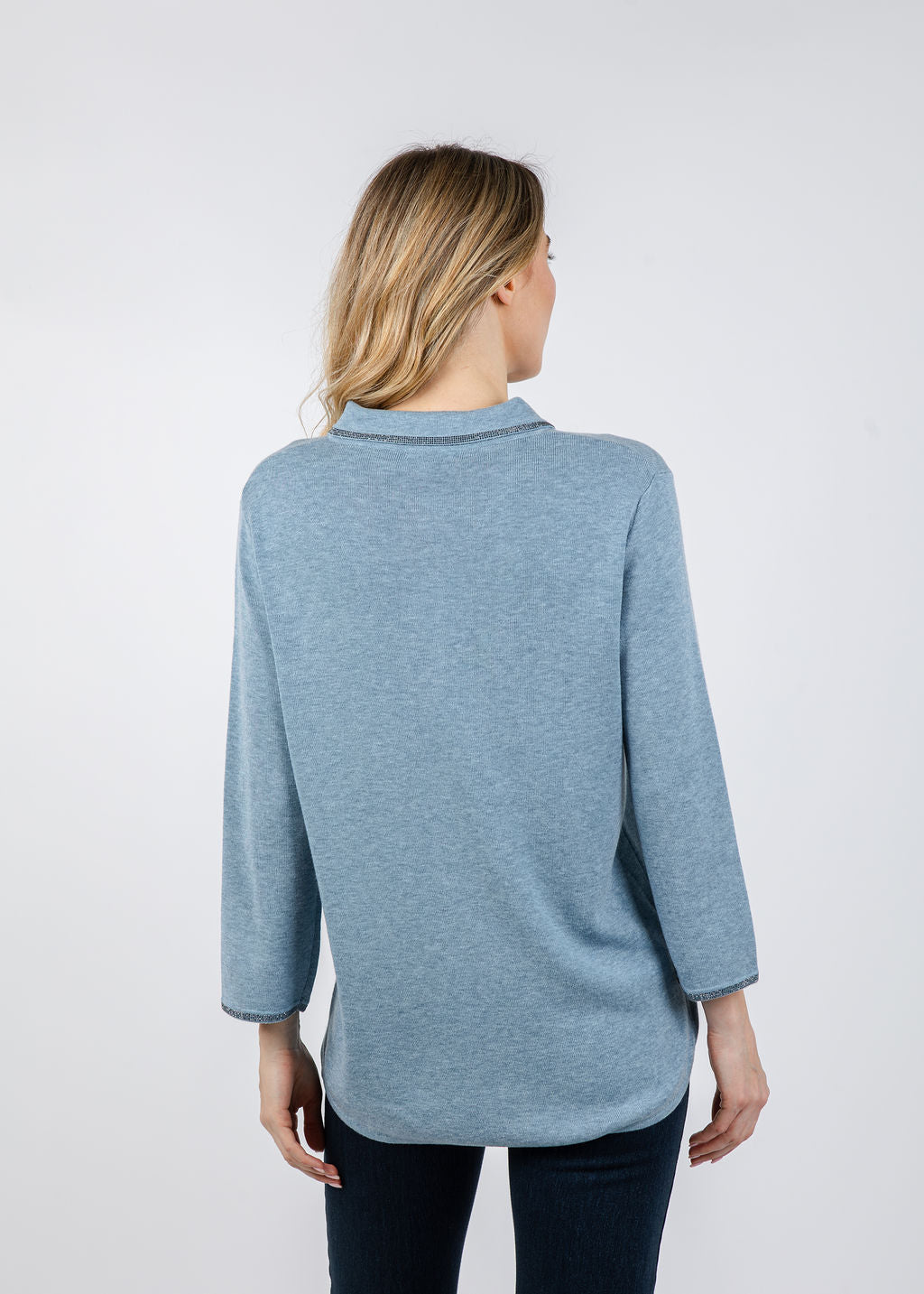 Spanner/Gaby Ava Sparkle Polo Neck Sweater in Ice Blue available at Barbara Katz