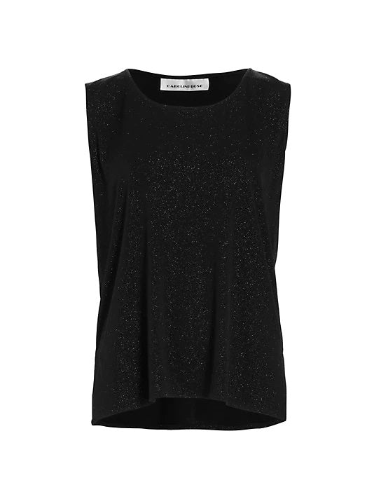 Caroline Rose Sparkle Knit Tank - Black
