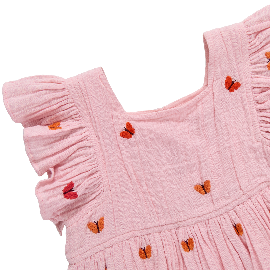 Pink Chicken Girls Elsie Dress - Butterfly Embroidery available at Barbara Katz