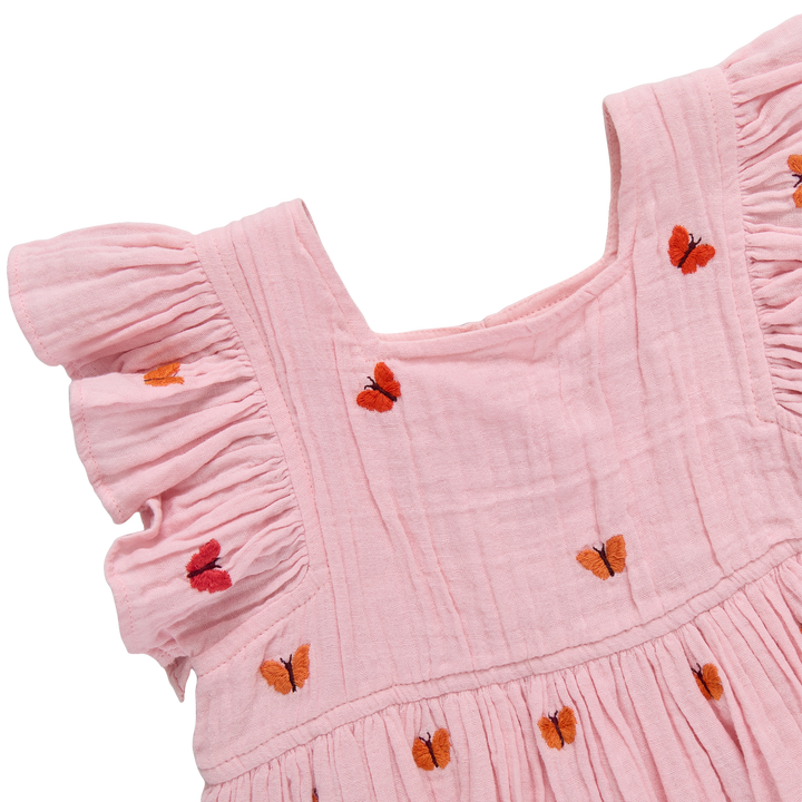 Pink Chicken Girls Elsie Dress - Butterfly Embroidery available at Barbara Katz