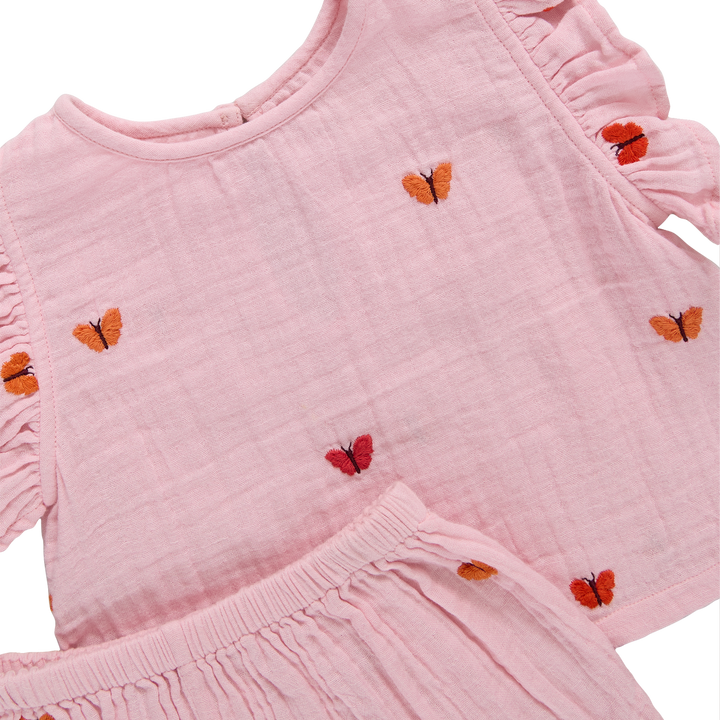 Pink Chicken Baby Girls Roey 2-Piece Set - Butterfly Embroidery available at Barbara Katz