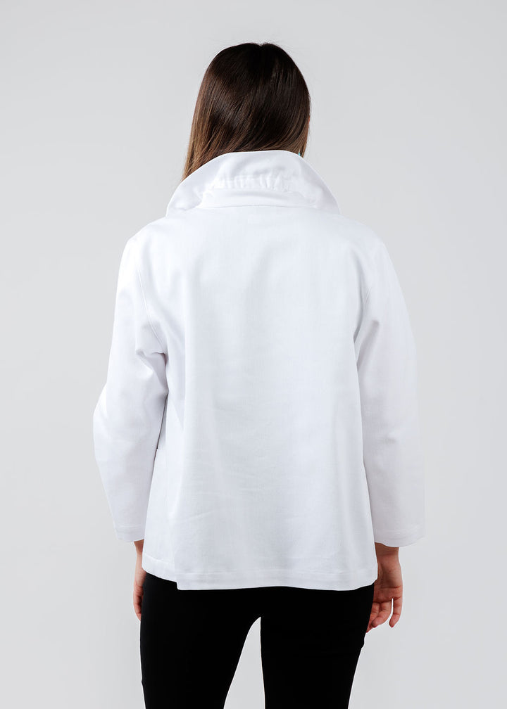 Caroline Rose Stretch Denim Jacket in White available at Barbara Katz
