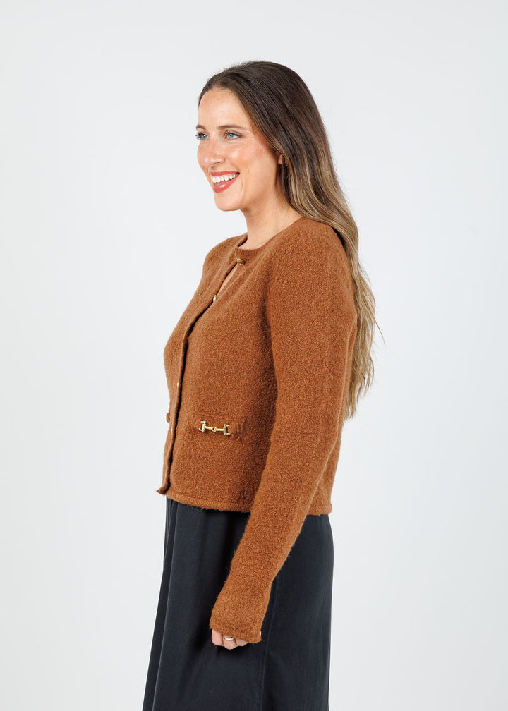 Suncoo Galia Cardigan Sweater in Chocolate available at Barbara Katz