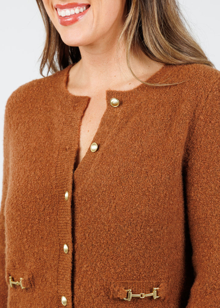 Suncoo Galia Cardigan Sweater in Chocolate available at Barbara Katz