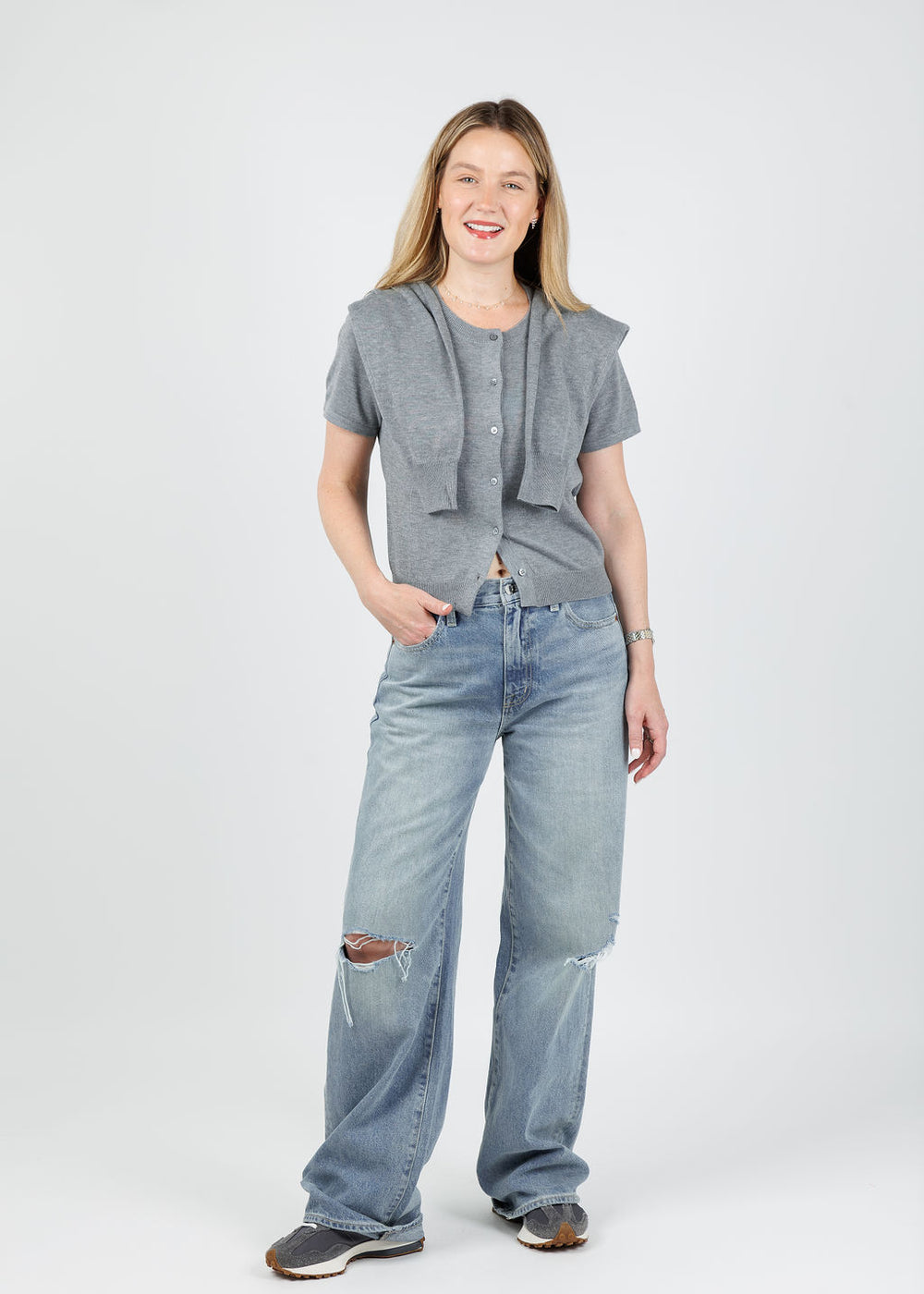 Suncoo Genna Sweater in Gris Chine available at Barbara Katz