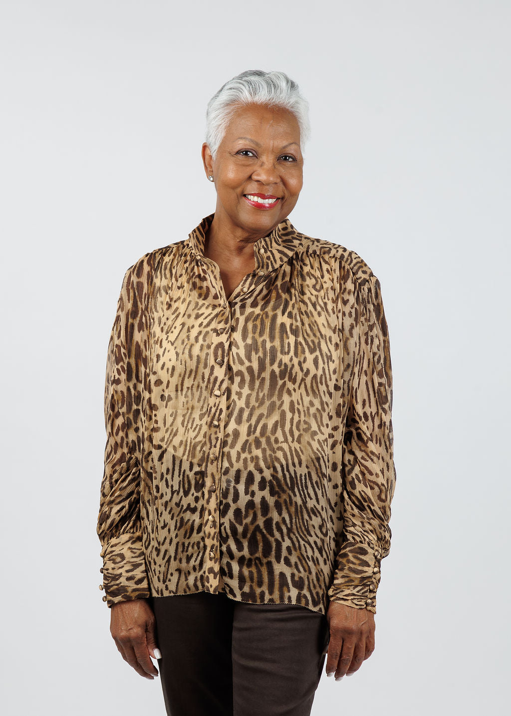 Suncoo Lux Leopard Print Blouse in Beige available at Barbara Katz