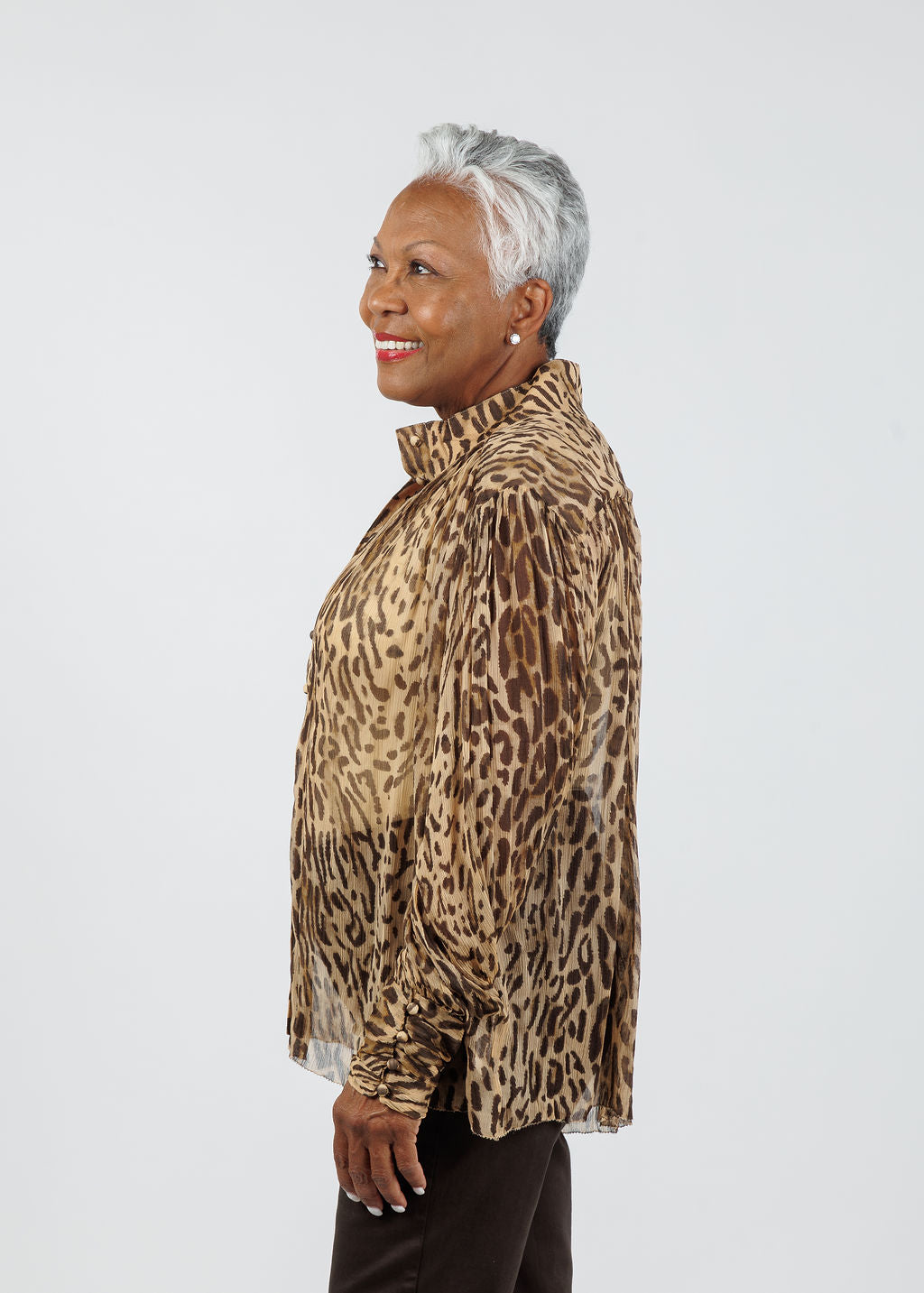 Suncoo Lux Leopard Print Blouse in Beige available at Barbara Katz