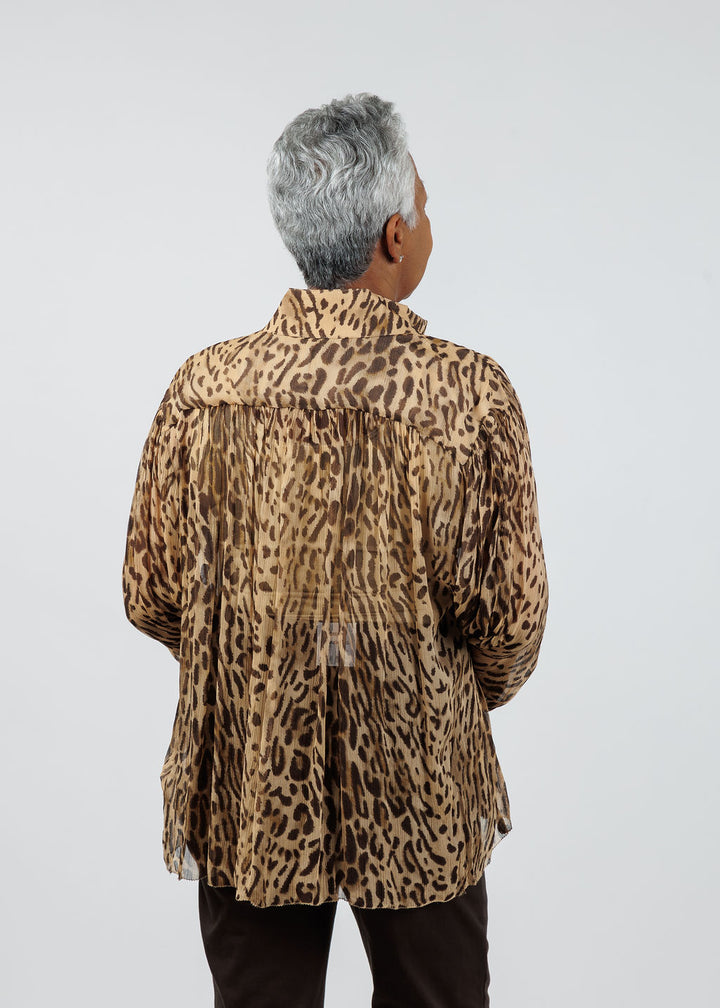 Suncoo Lux Leopard Print Blouse in Beige available at Barbara Katz
