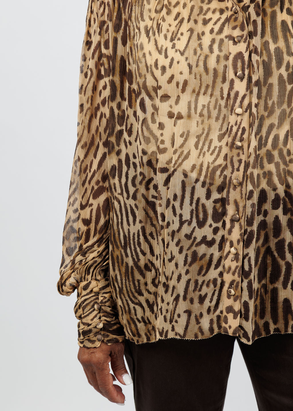 Suncoo Lux Leopard Print Blouse in Beige available at Barbara Katz