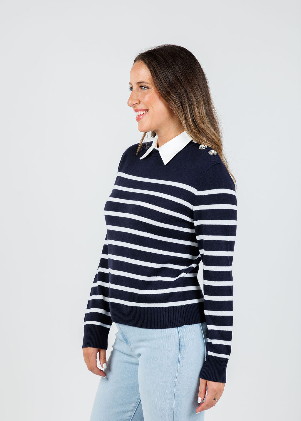 Suncoo Pilgrimi Sweater in Bleu Nuit available at Barbara Katz