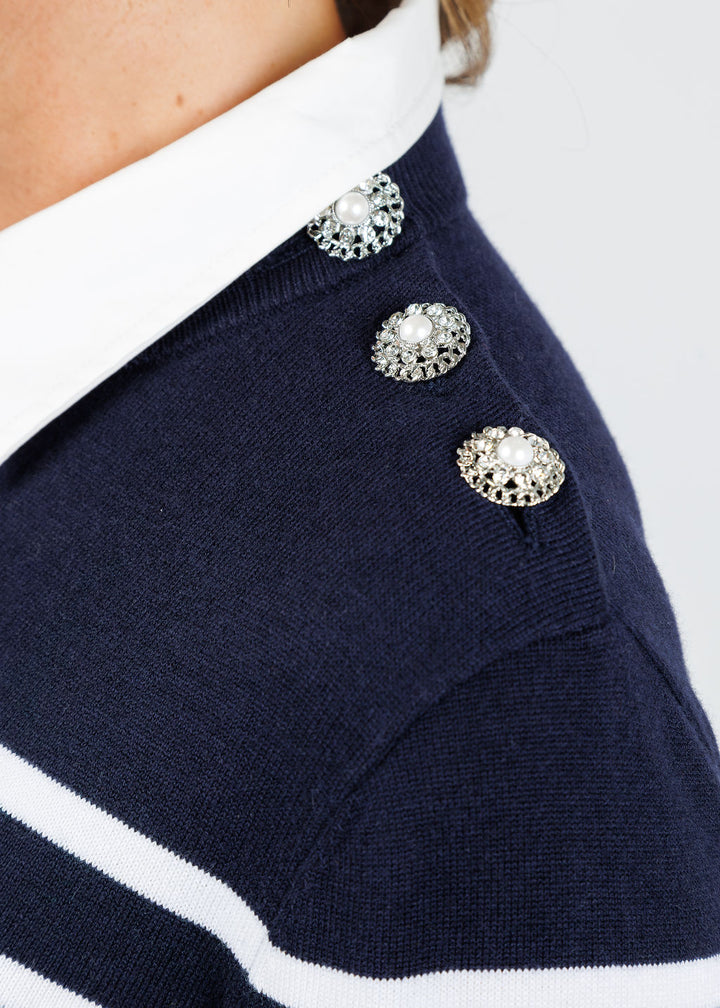 Suncoo Pilgrimi Sweater in Bleu Nuit available at Barbara Katz