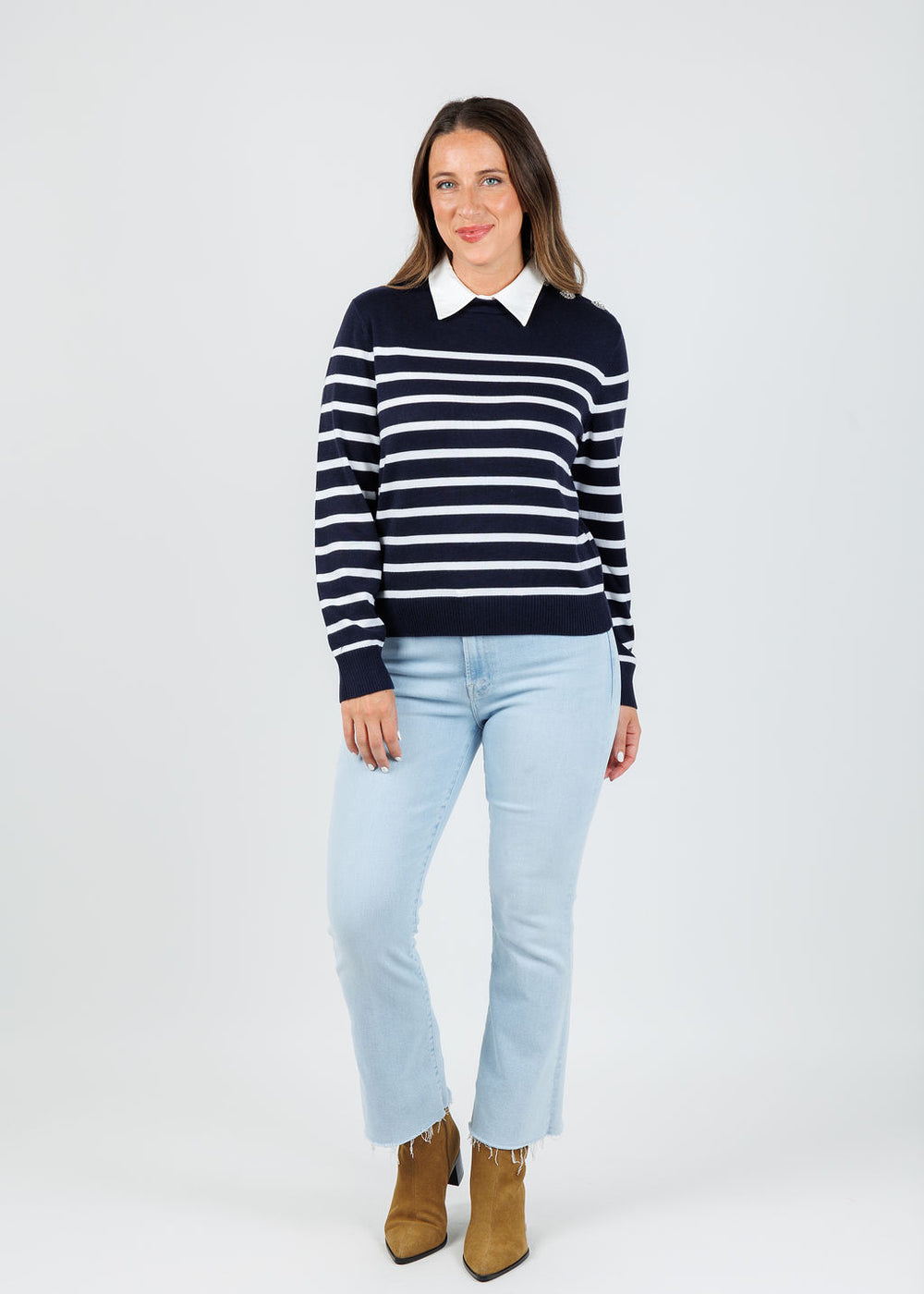 Suncoo Pilgrimi Sweater in Bleu Nuit available at Barbara Katz
