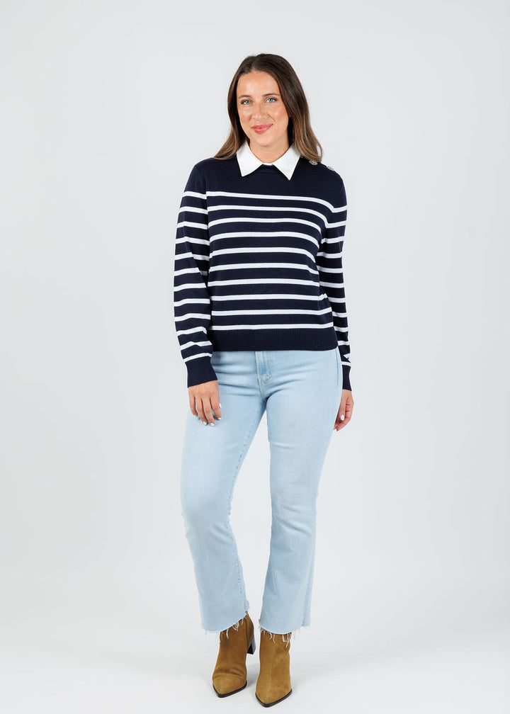 Suncoo Pilgrimi Sweater in Bleu Nuit available at Barbara Katz