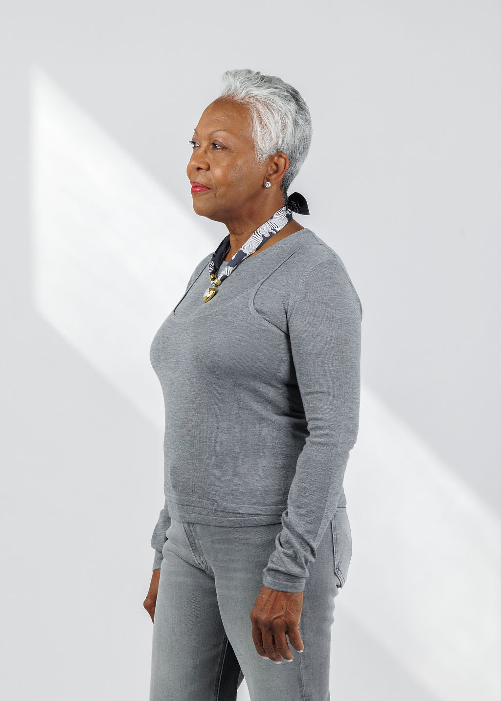 Suncoo Prava Thin Layered Pullover Sweater in Gris Chine available at Barbara Katz