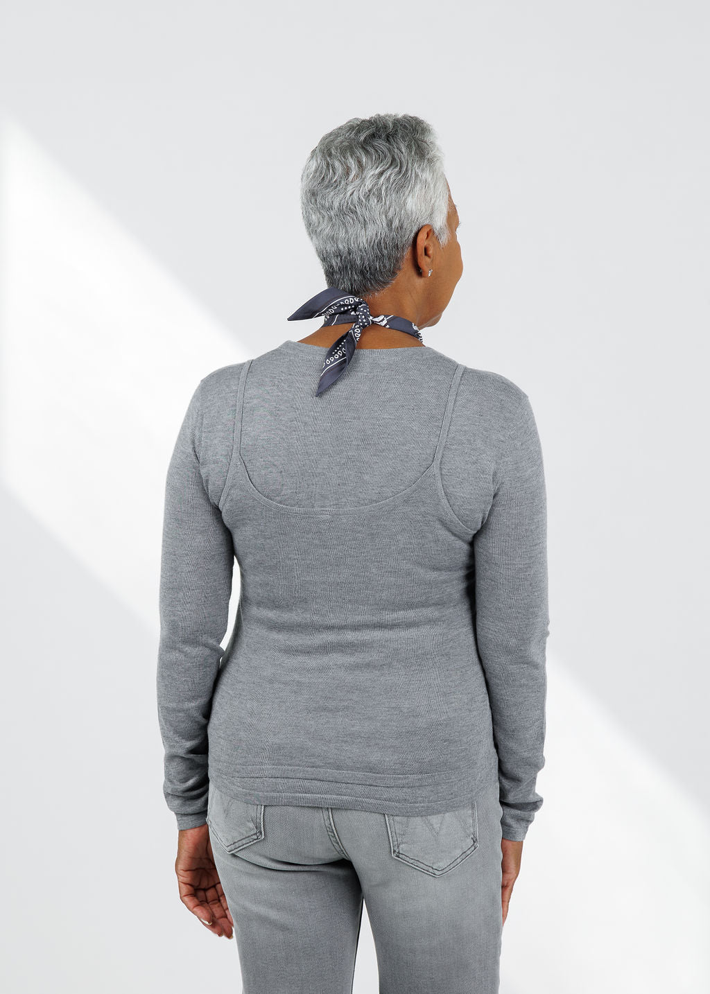 Suncoo Prava Thin Layered Pullover Sweater in Gris Chine available at Barbara Katz