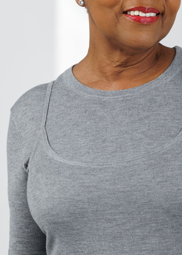 Suncoo Prava Thin Layered Pullover Sweater in Gris Chine available at Barbara Katz