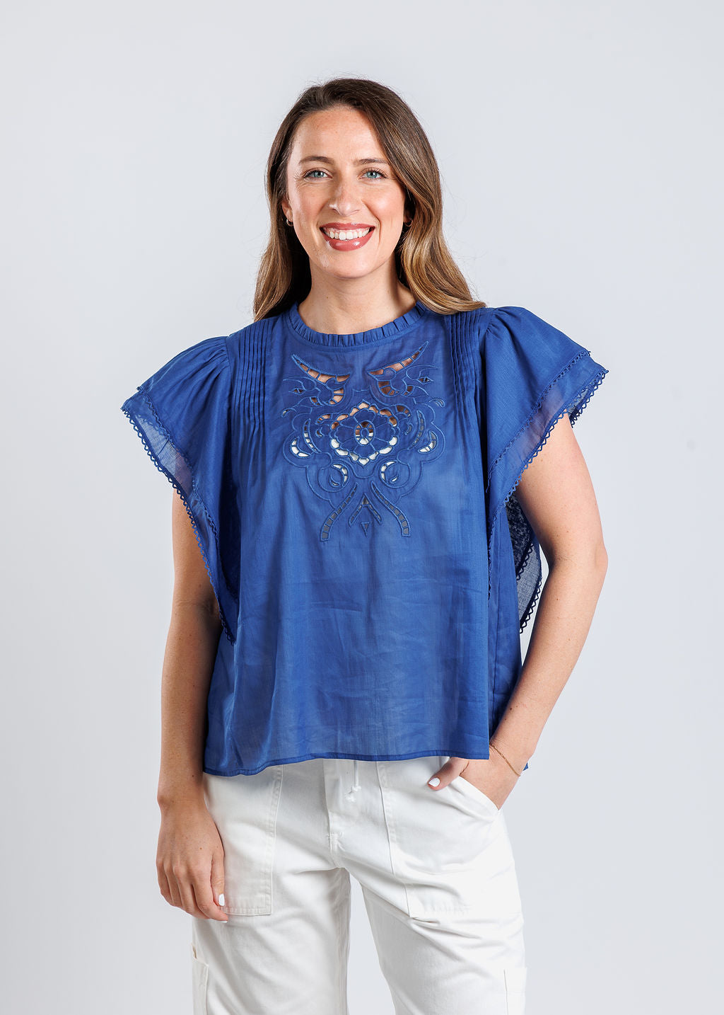 Suncoo Love Blouse in Blue available at Barbara Katz