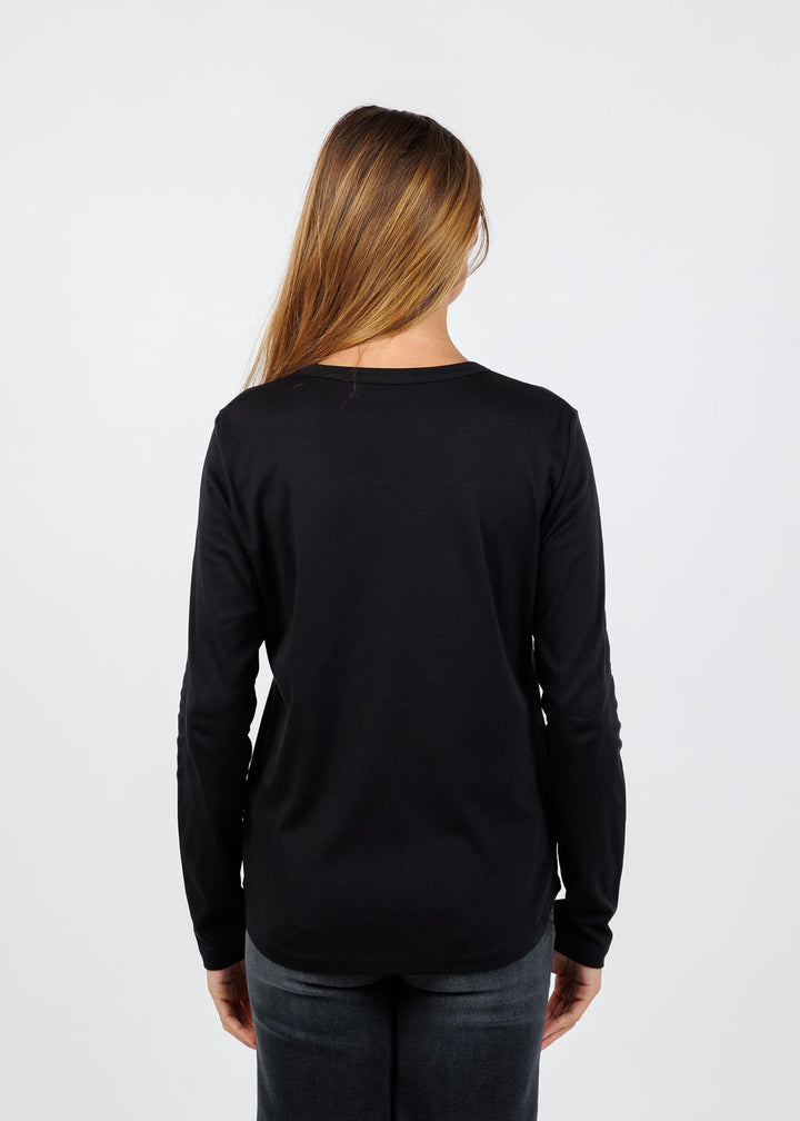 Suzi Roher Catherine Black Long Sleeve Crew Tee - Wish For You available at Barbara Katz