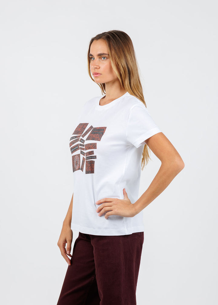 Suzi Roher Niki White Short Sleeve Crew Tee in Words Matter available at Barbara Katz