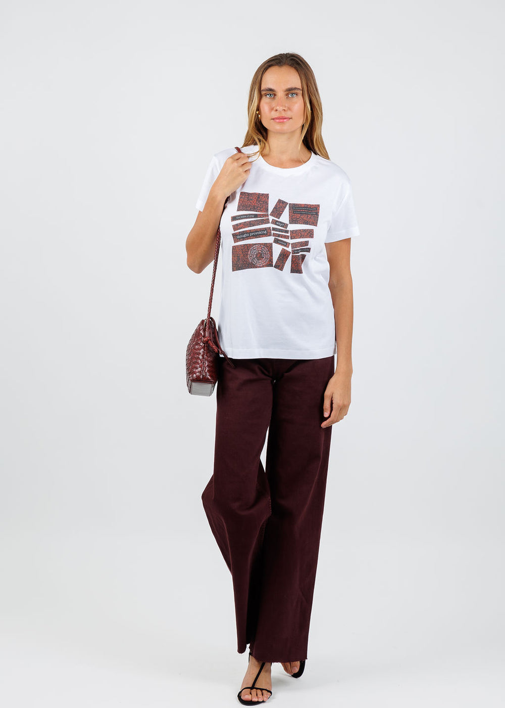 Suzi Roher Niki White Short Sleeve Crew Tee in Words Matter available at Barbara Katz