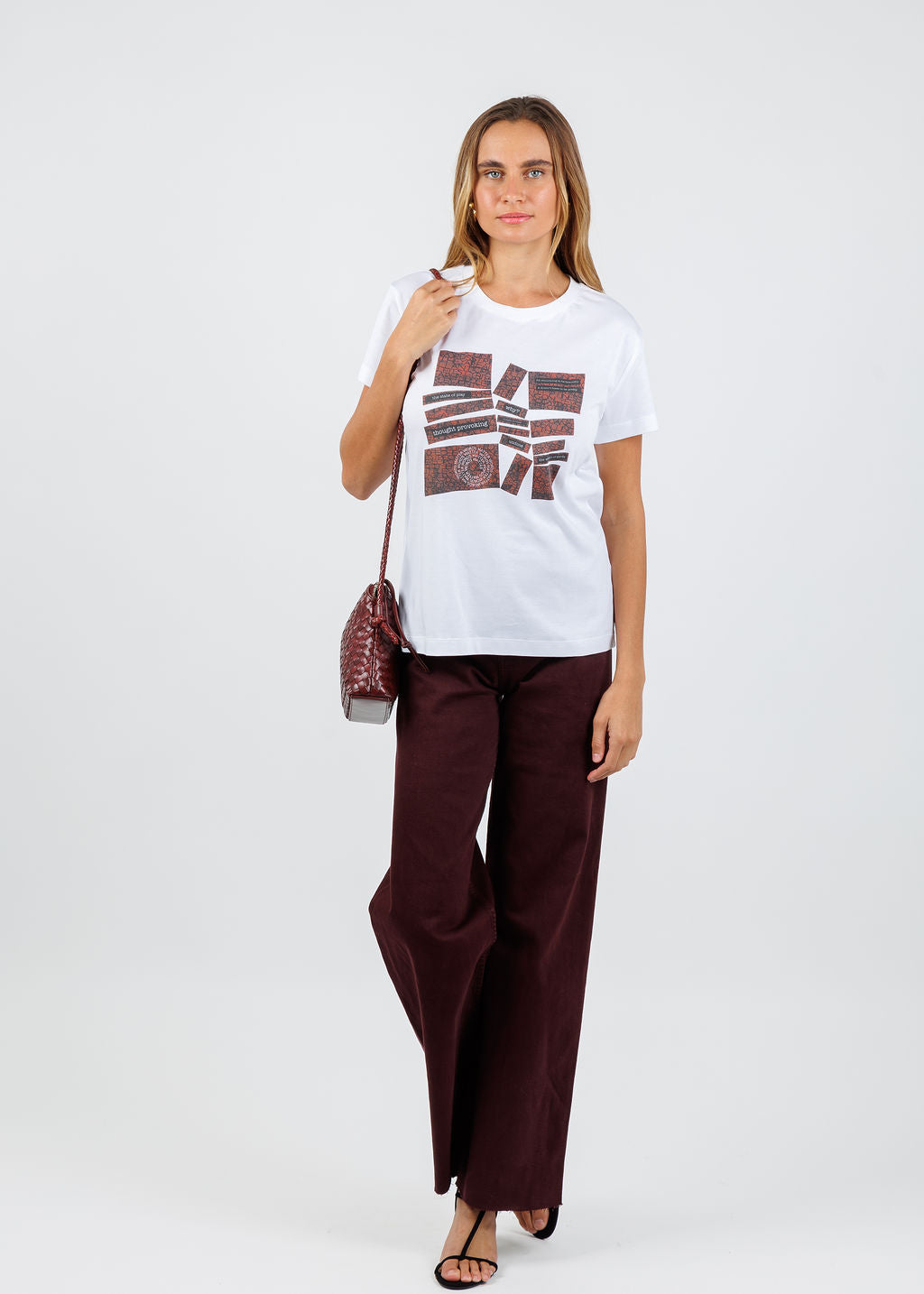 Suzi Roher Niki White Short Sleeve Crew Tee in Words Matter available at Barbara Katz