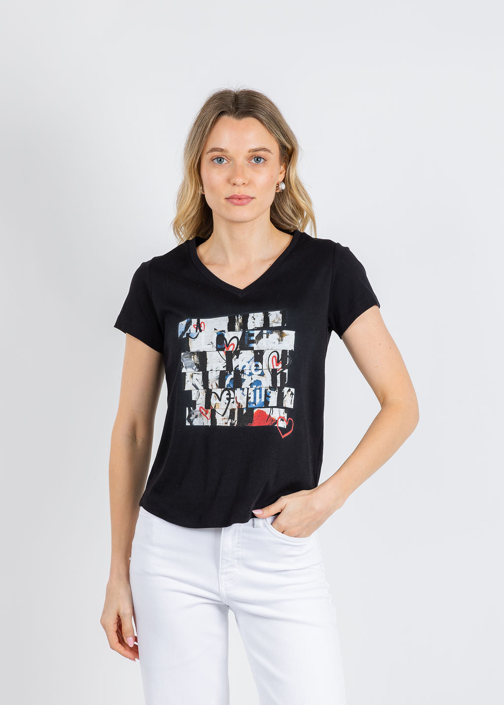 Suzi Roher The Viv V-Neck Tee in In the Details Black available at Barbara Katz