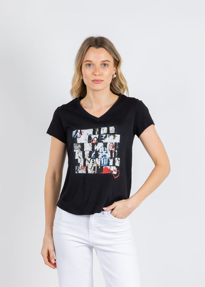 Suzi Roher The Viv V-Neck Tee in In the Details Black available at Barbara Katz