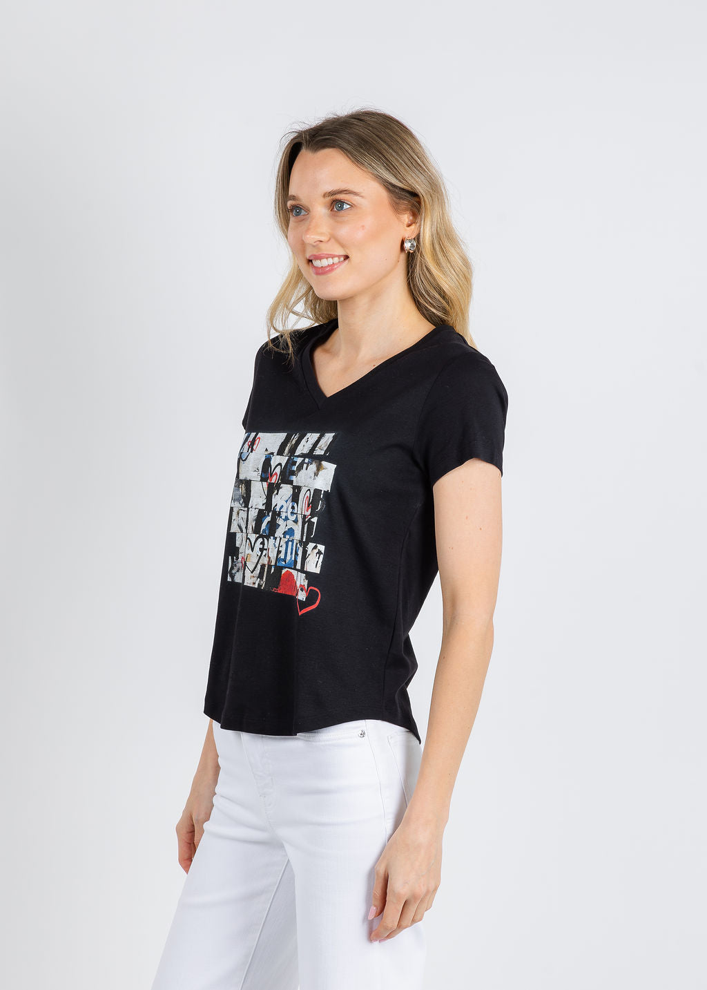 Suzi Roher The Viv V-Neck Tee in In the Details Black available at Barbara Katz