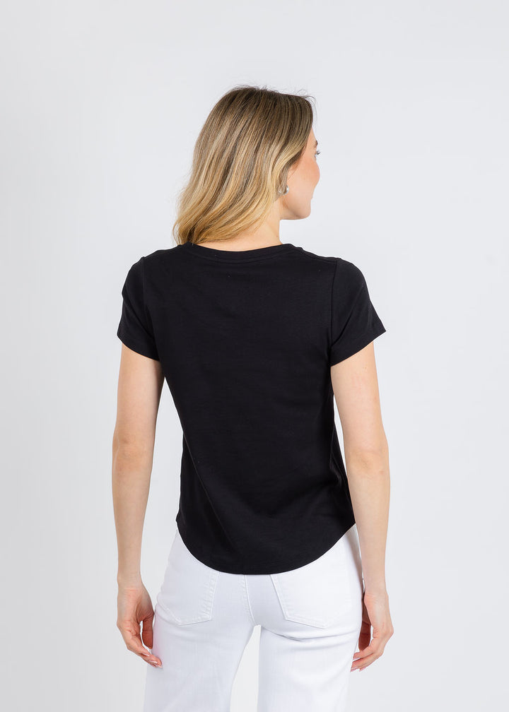 Suzi Roher The Viv V-Neck Tee in In the Details Black available at Barbara Katz
