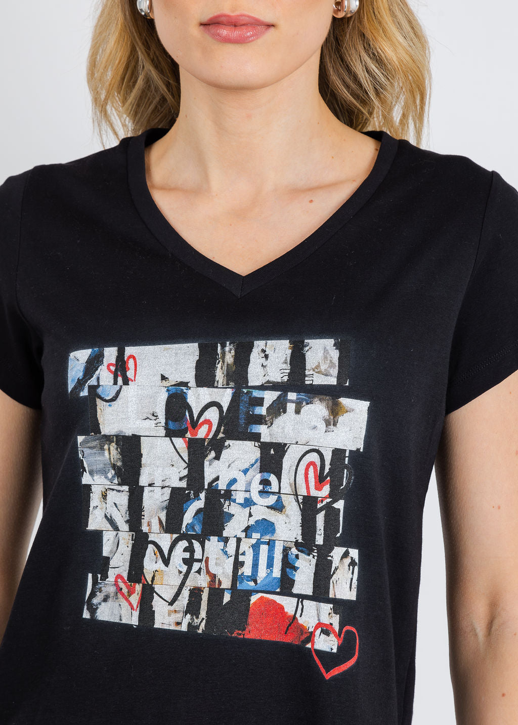 Suzi Roher The Viv V-Neck Tee in In the Details Black available at Barbara Katz
