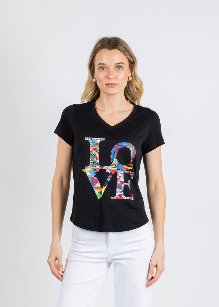 Suzi Roher The Viv V-Neck Tee in My Love Black available at Barbara Katz