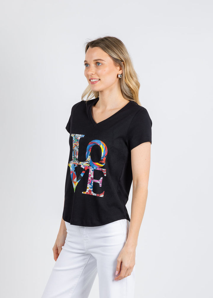 Suzi Roher The Viv V-Neck Tee in My Love Black available at Barbara Katz