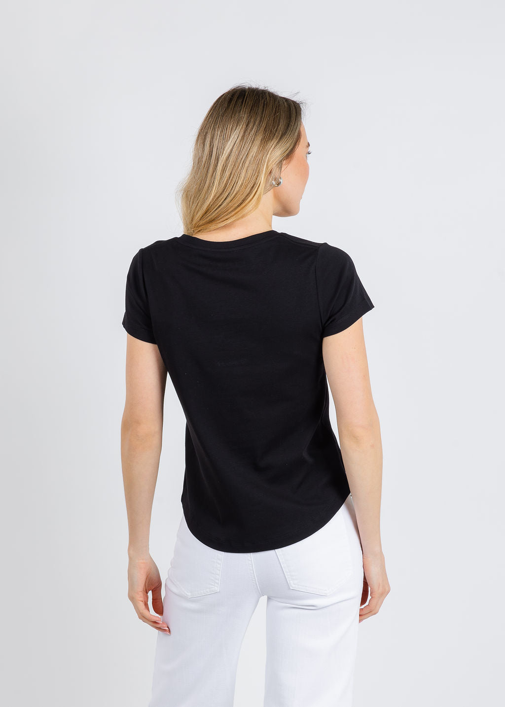Suzi Roher The Viv V-Neck Tee in My Love Black available at Barbara Katz