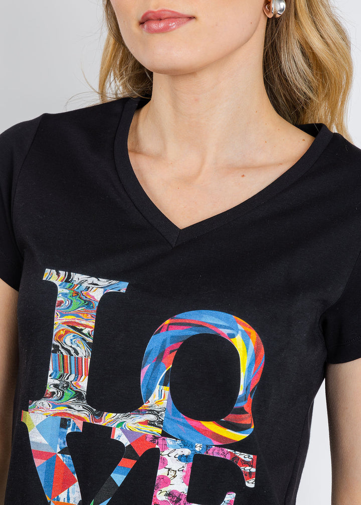 Suzi Roher The Viv V-Neck Tee in My Love Black available at Barbara Katz