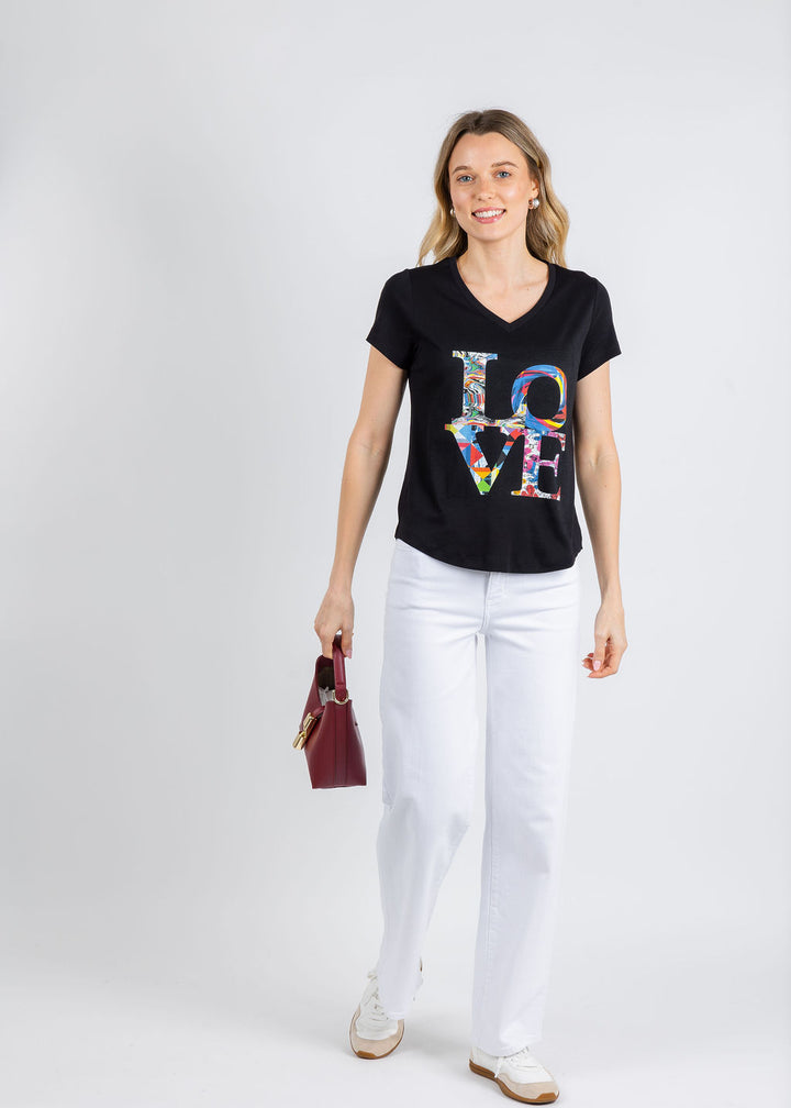 Suzi Roher The Viv V-Neck Tee in My Love Black available at Barbara Katz