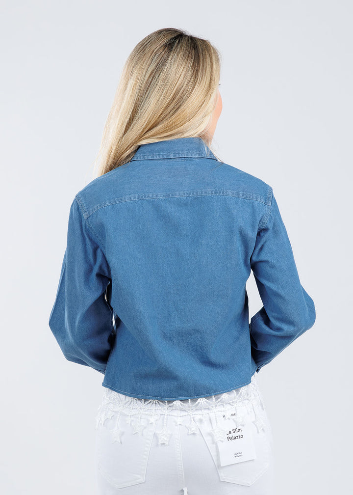 Suzy T Denim Stars & Pearls Shirt available at Barbara Katz