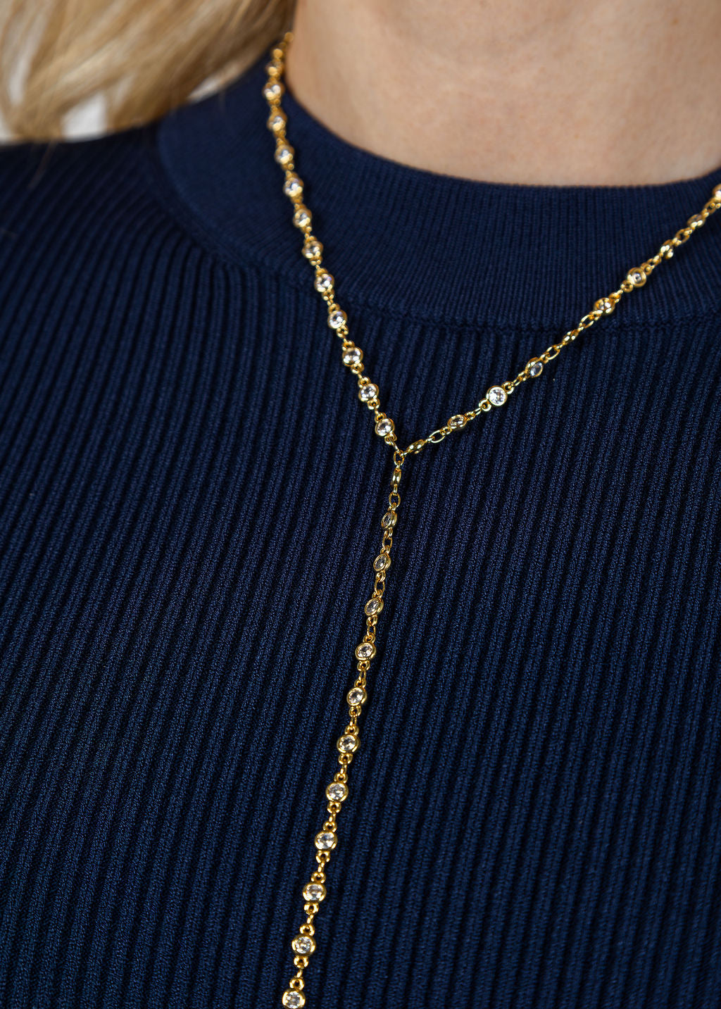 Suzy T Diamond By The Yard Gold Necklace available at Barbara Katz