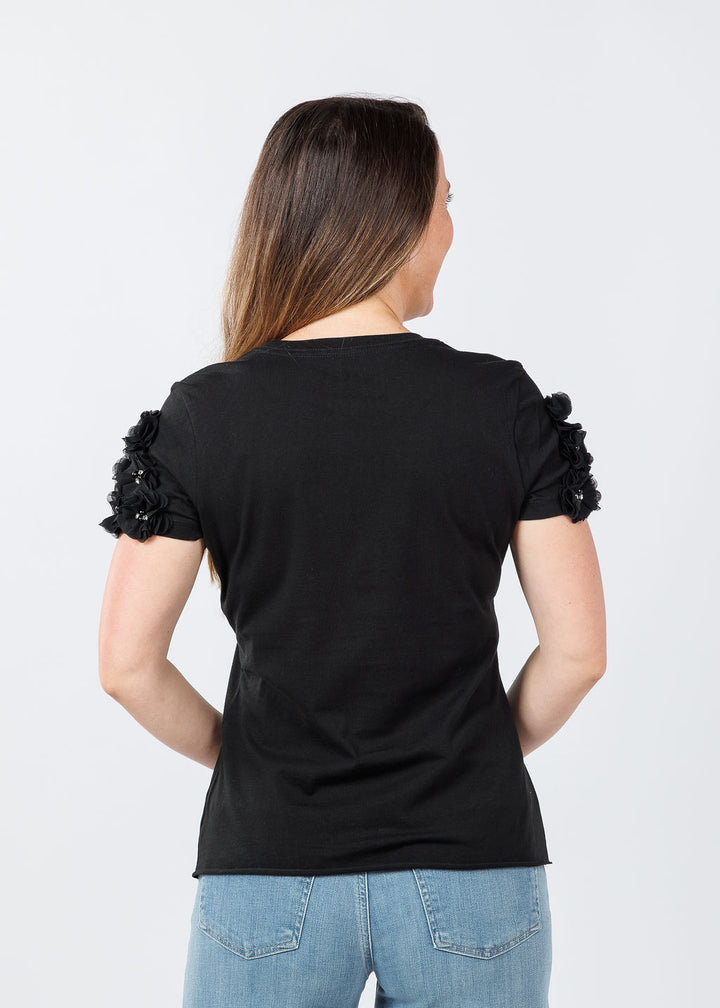 Suzy T Flower Tee in Black available at Barbara Katz