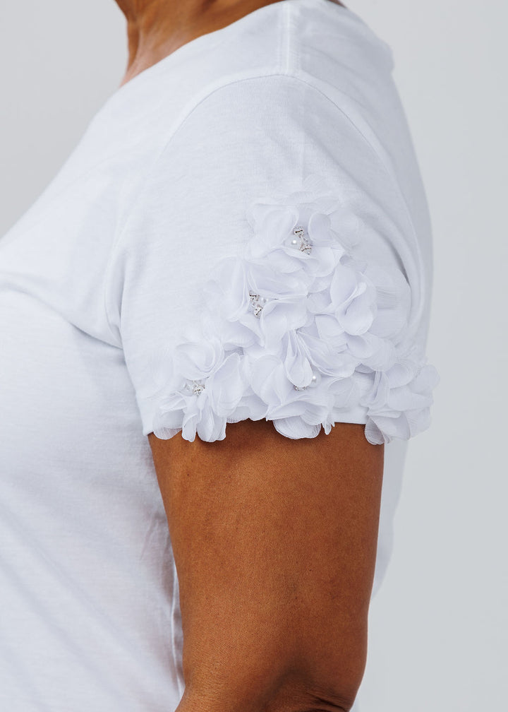 Suzy T Flower Tee in White available at Barbara Katz