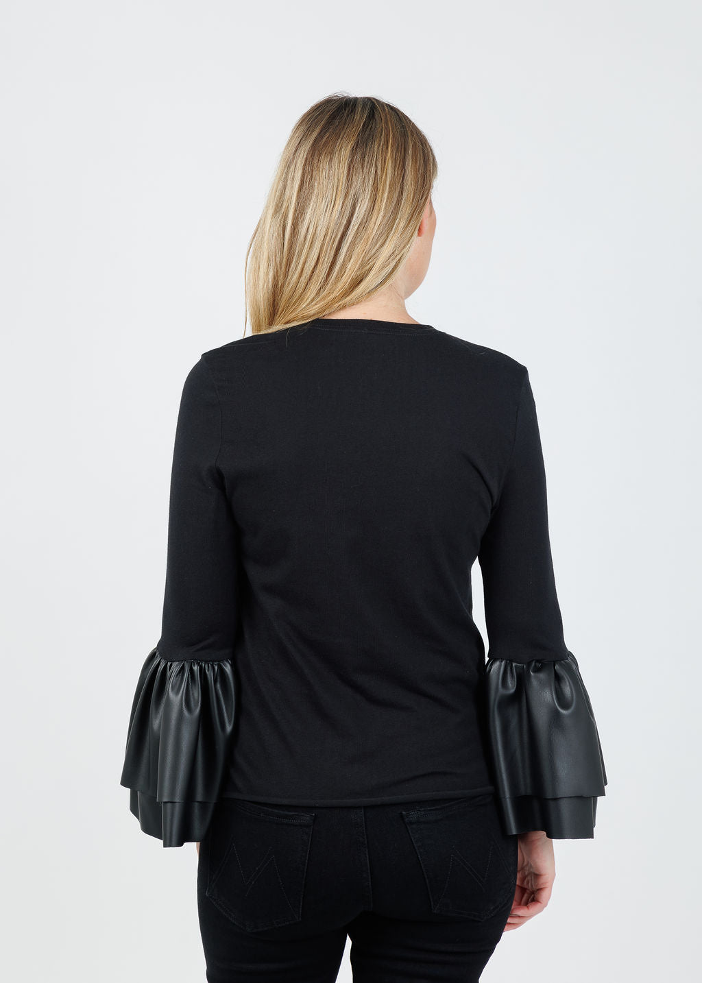 Suzy T Jade Vegan Leather Cuff Top in Black available at Barbara Katz