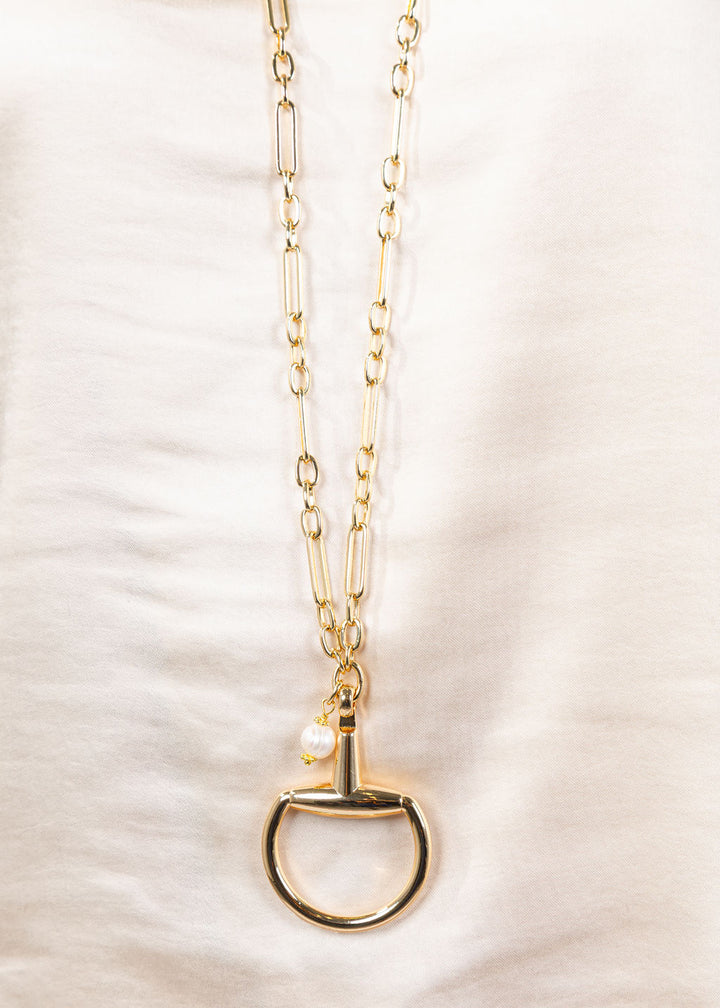 Suzy T Long Gold Bit Necklace available at Barbara Katz