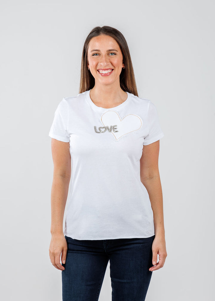 Suzy T Love Heart Top in White available at Barbara Katz