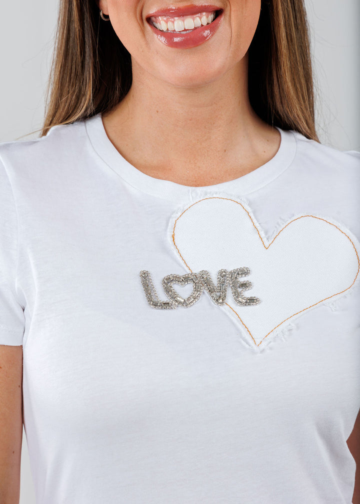 Suzy T Love Heart Top in White available at Barbara Katz