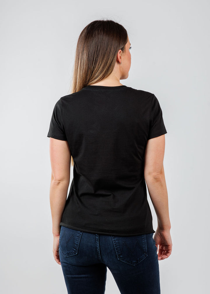 Suzy T Nina Double Heart Top in Black available at Barbara Katz