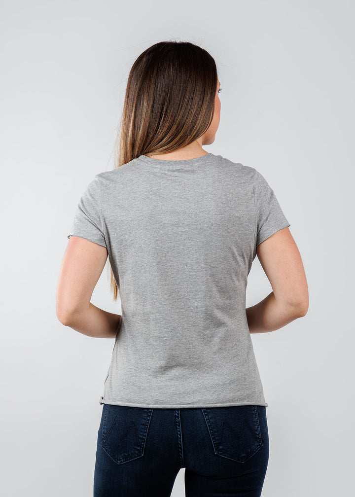 Suzy T Nina Double Heart Top in Light Grey available at Barbara Katz