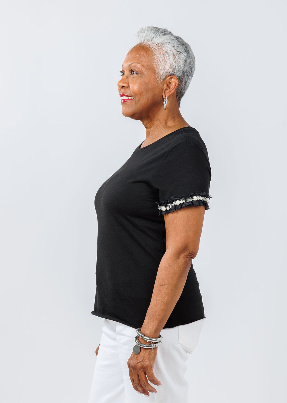 Suzy T Ribbon Top in Black available at Barbara Katz