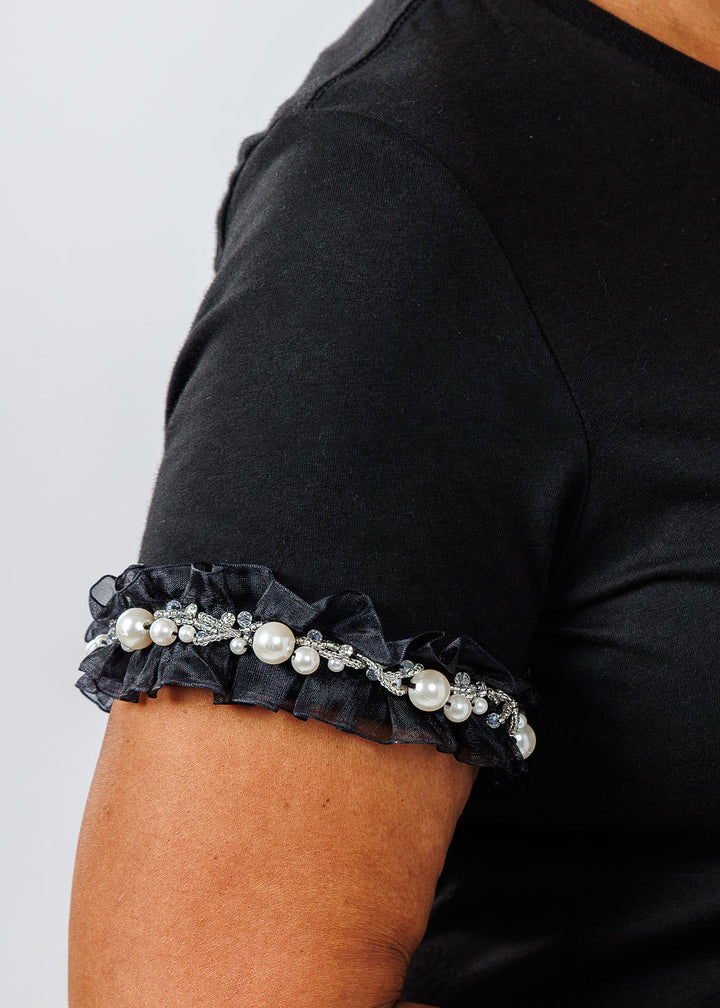 Suzy T Ribbon Top in Black available at Barbara Katz